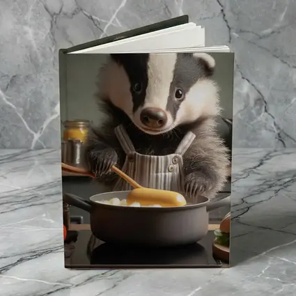 Badger Chef Cooking In Cozy Kitchen