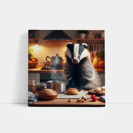Badger Cooking In Cozy Kitchen Setting