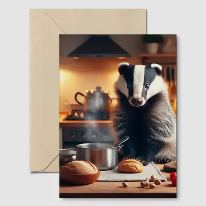 Badger Cooking In Cozy Kitchen Setting
