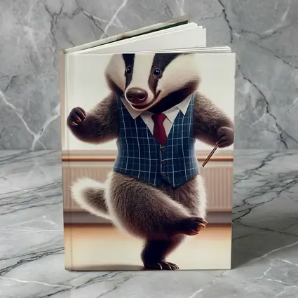 Dancing Badger In Blue Plaid Waistcoat