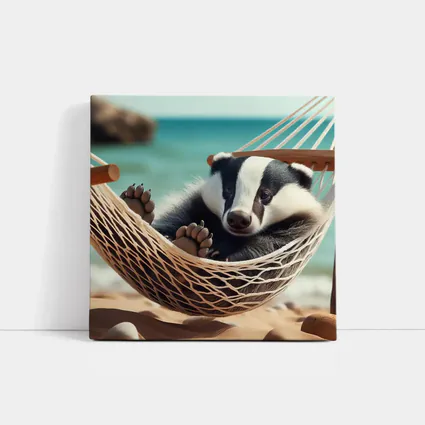 Baby Badger Relaxing In Beach Hammock