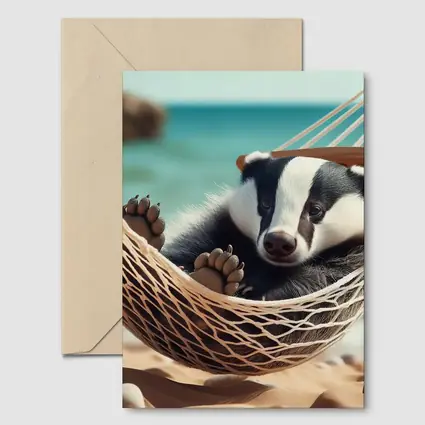 Baby Badger Relaxing In Beach Hammock