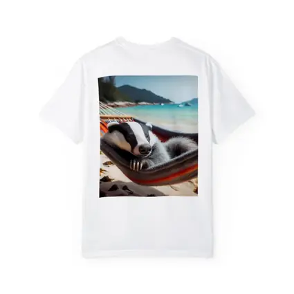 Badger Relaxing In Hammock On Beach