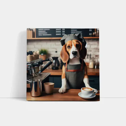 Beagle Barista Dog Coffee Shop Art