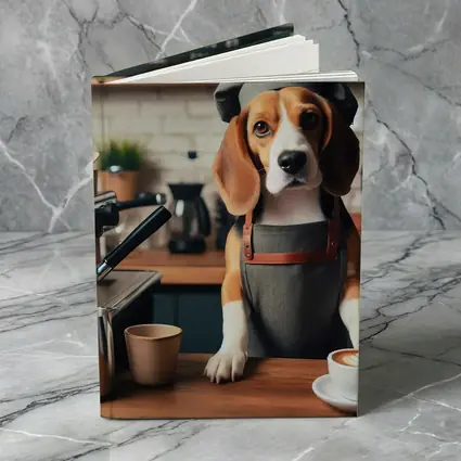 Beagle Barista Dog Coffee Shop Art