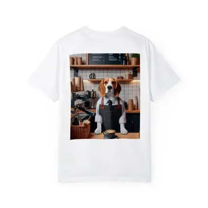 Beagle Barista Working In Coffee Shop