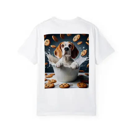 Beagle Dog Sitting in Milk Cookies