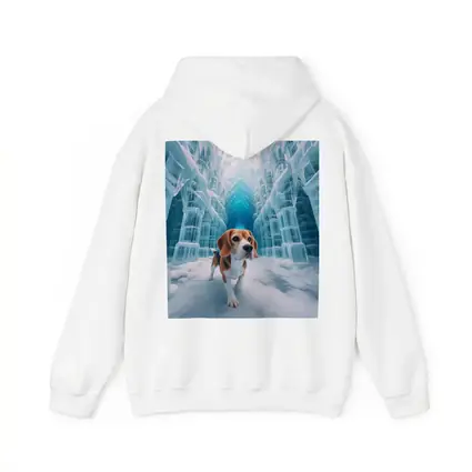 Beagle Dog Walking Through Frozen Ice Palace