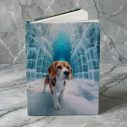 Beagle Dog Walking Through Frozen Ice Palace