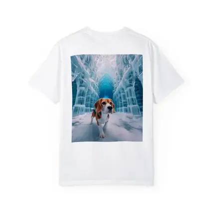 Beagle Dog Walking Through Frozen Ice Palace