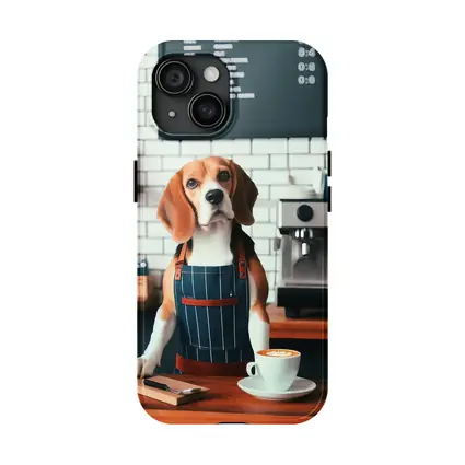 Beagle Barista Dog In Coffee Shop
