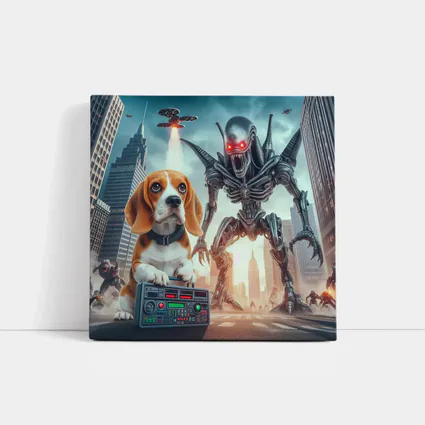 Beagle Puppy Giant Robot Alien City
