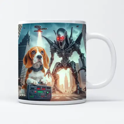 Beagle Puppy Giant Robot Alien City