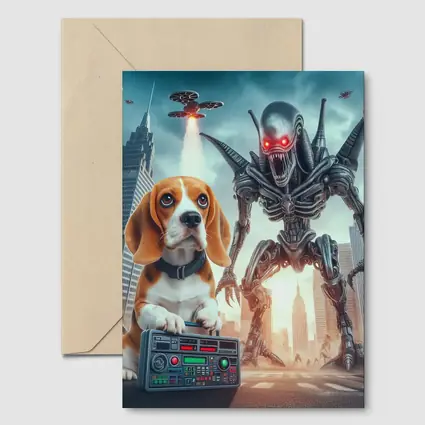 Beagle Puppy Giant Robot Alien City