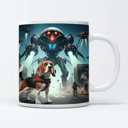 Beagle Dog Sci-Fi City Robot Invasion