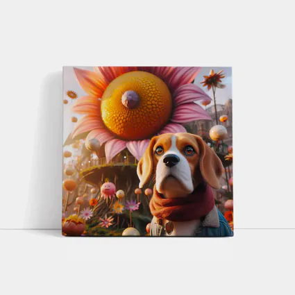 Beagle Dog Fantasy Floral Whimsical World