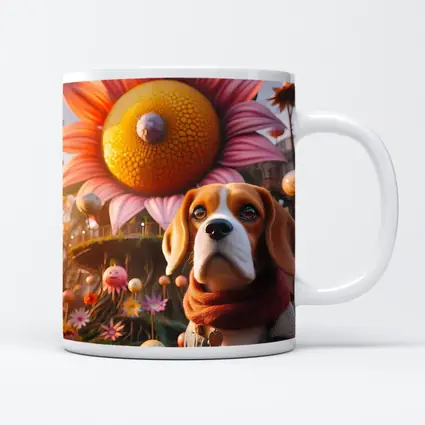 Beagle Dog Fantasy Floral Whimsical World