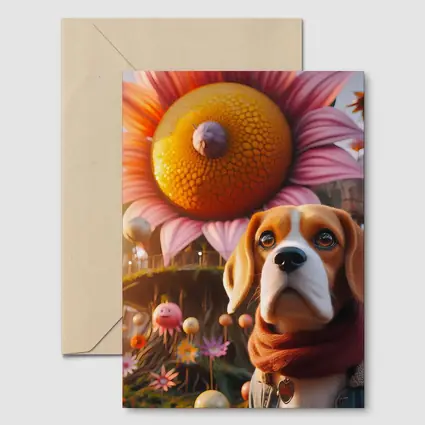 Beagle Dog Fantasy Floral Whimsical World