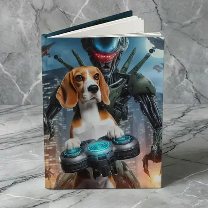 Beagle Dog Gaming Alien City Night Scene