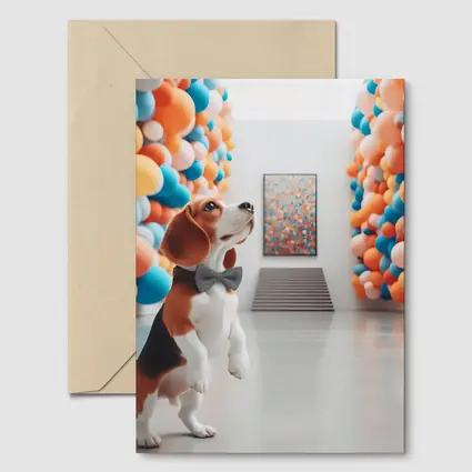Beagle Dog Standing in Colorful Balloon Gallery