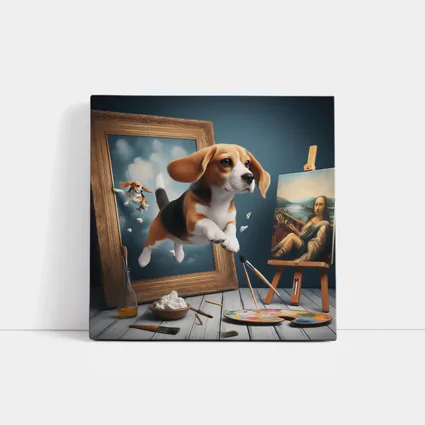 Beagle Puppy Jumping Out of Painting Frame