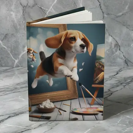 Beagle Puppy Jumping Out of Painting Frame