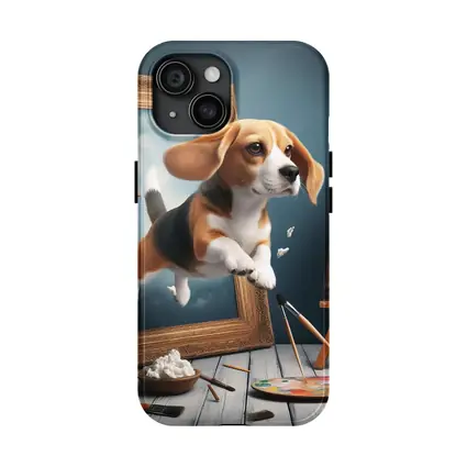 Beagle Puppy Jumping Out of Painting Frame