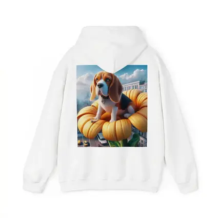 Beagle Puppy Sitting on Giant Sunflower City