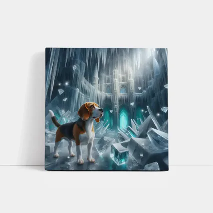 Beagle Dog In Icy Crystal Cave Fantasy