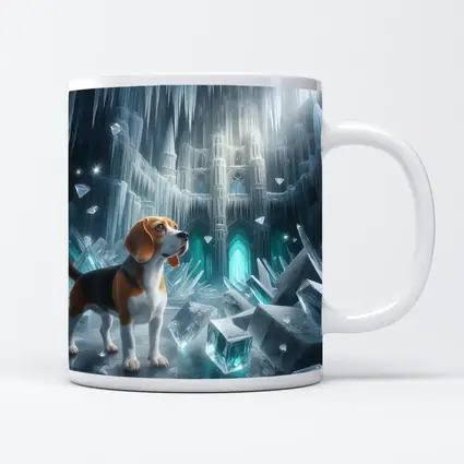 Beagle Dog In Icy Crystal Cave Fantasy