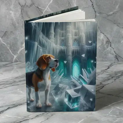 Beagle Dog In Icy Crystal Cave Fantasy