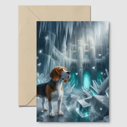 Beagle Dog In Icy Crystal Cave Fantasy