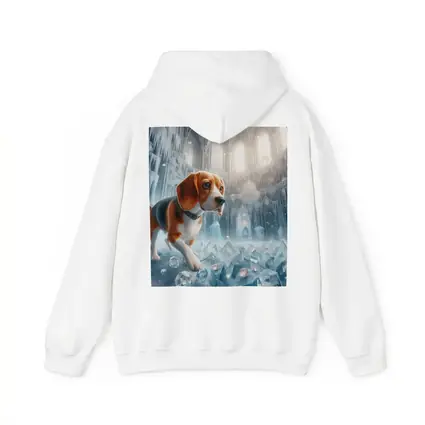 Beagle Puppy Exploring Frozen Ice Castle