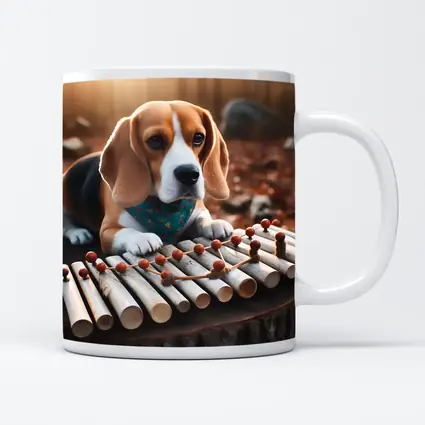 Beagle Puppy Playing Xylophone Autumn Forest