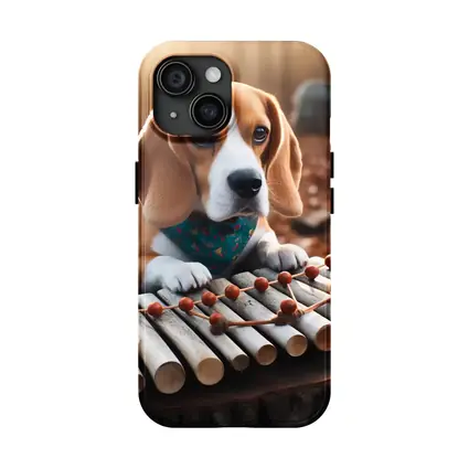 Beagle Puppy Playing Xylophone Autumn Forest