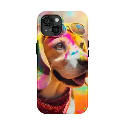 Beagle Dog Wearing Sunglasses Holi Festival