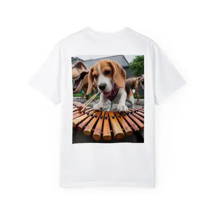 Beagle Puppy Playing Xylophone With Dinosaurs