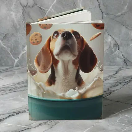 Beagle Bathing in Milk With Cookies