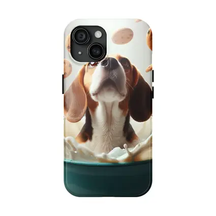 Beagle Bathing in Milk With Cookies
