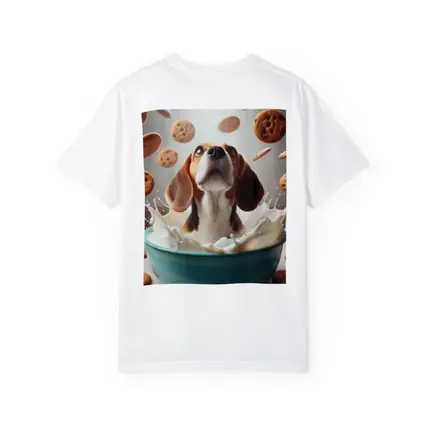 Beagle Bathing in Milk With Cookies