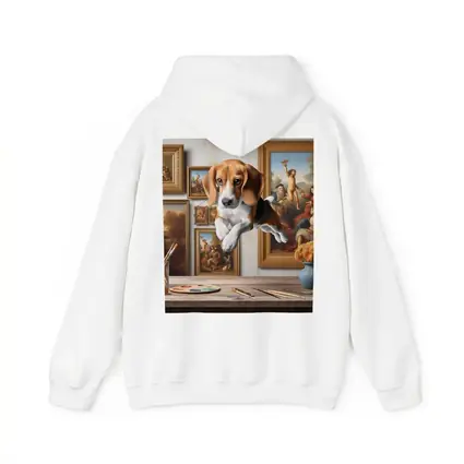 Beagle Puppy Leaping Through Art Studio