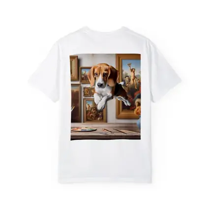 Beagle Puppy Leaping Through Art Studio