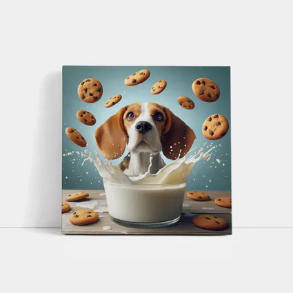 Beagle Dog Milk Splash Cookies Flying