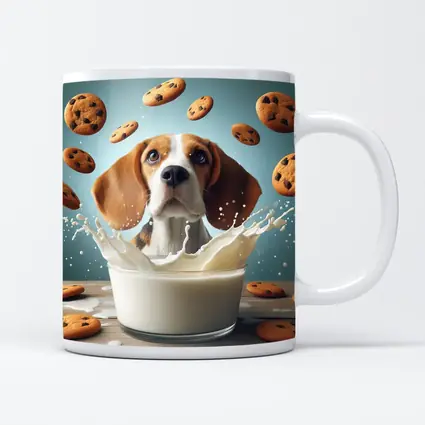 Beagle Dog Milk Splash Cookies Flying