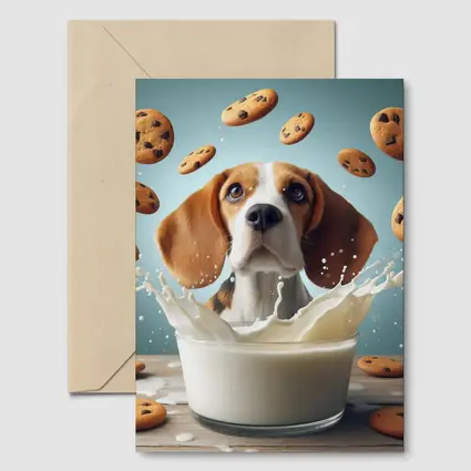 Beagle Dog Milk Splash Cookies Flying