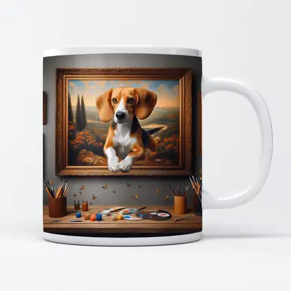 Beagle Puppy Classical Oil Painting Art