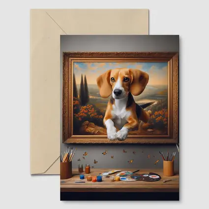 Beagle Puppy Classical Oil Painting Art