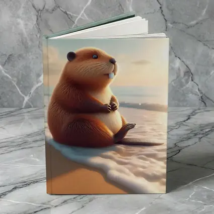 Cute Beaver Sitting On Sunny Beach