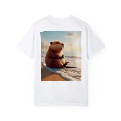 Cute Beaver Sitting On Sunny Beach