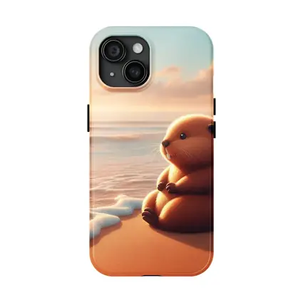 Cute Beaver Sitting On Sunny Beach